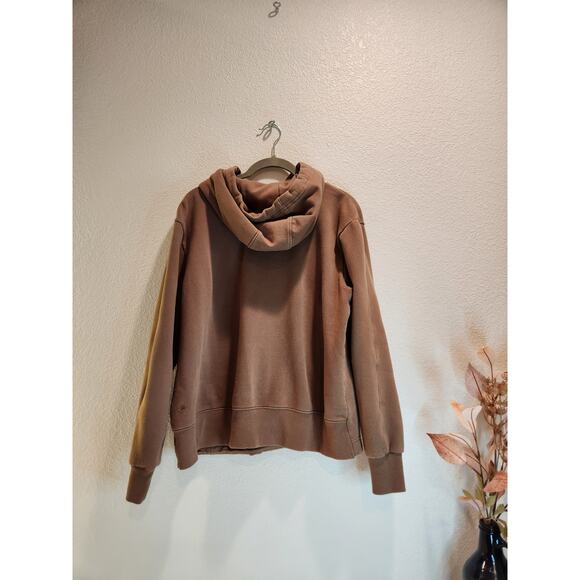 Athleta Brown Fleece Hoodie Pullover Sweatshirt Women’s Size S Kangaroo Pocket - Picture 2 of 2